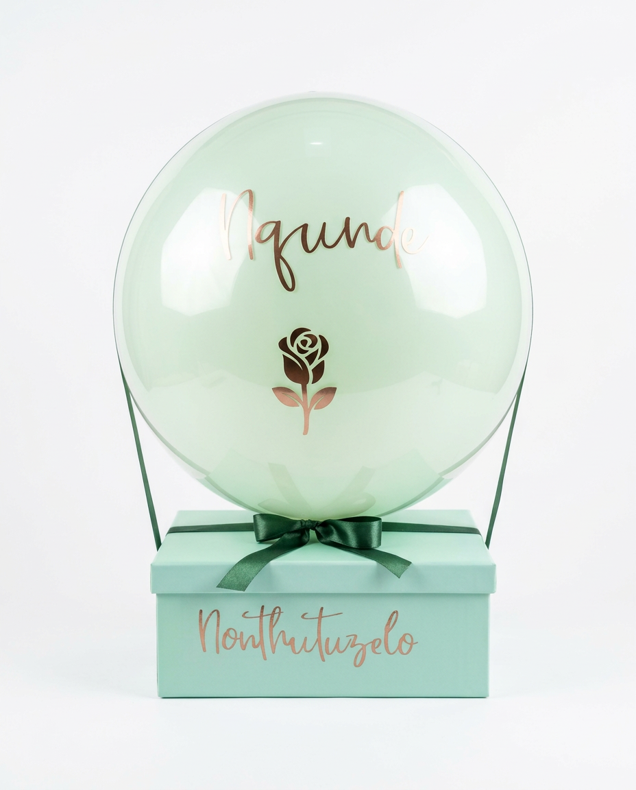 Personalised mint gift box and balloon